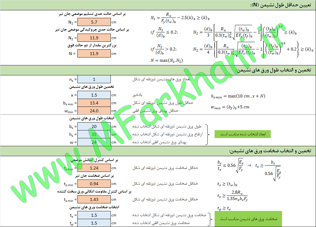 سخت کننده ذوزنقه ای اتصال با سخت کننده ذوزنقه ای