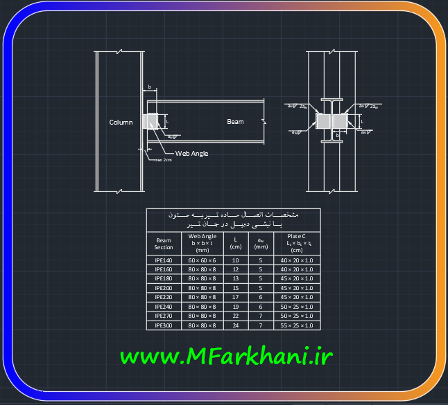 اتوکد نبشی جان اتوکد اتصال تیر به ستون با نبشی جان